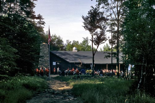 Scouts gather at the Long House, 1988