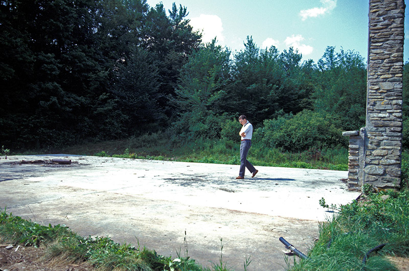 Bill Throop explores the ruins of the Trading Post (1988)