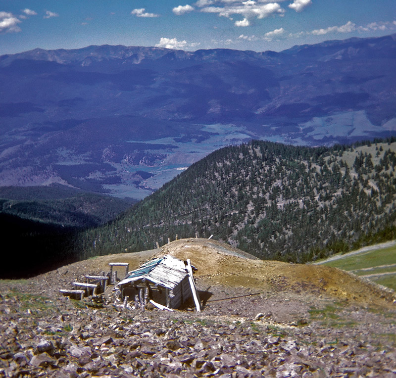 Looking down at the mine entrance