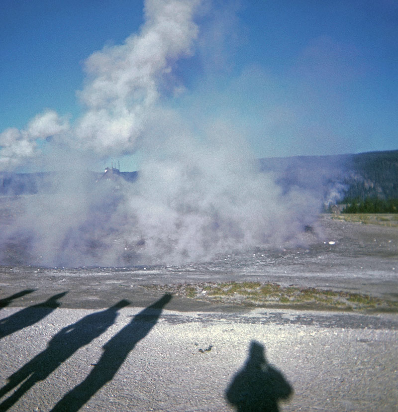 A pond of boiling water