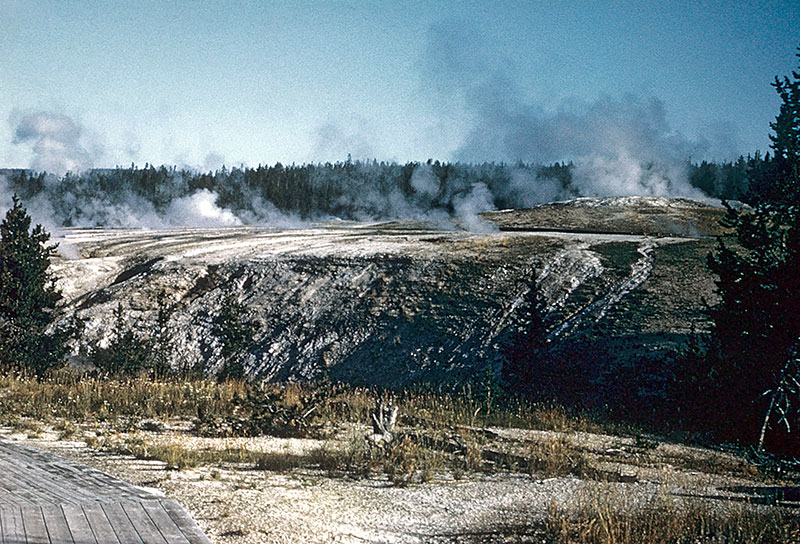 Hill stained by mineral-laden water